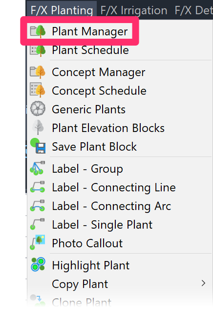 F/X Planting menu